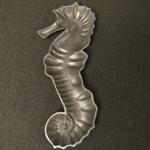 Pewter Silvertone Seahorse Serving Trinket Dish Tray Bowl Unique Ocean Sea Life